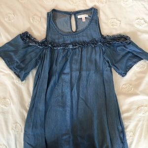 Chambray Cold-Shoulder Dress